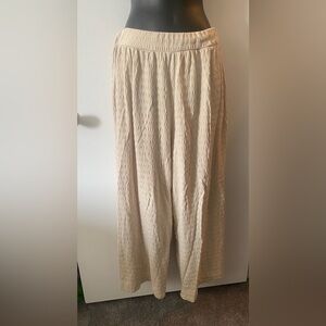 Savvi Light Beige Textured Pants Bohemian